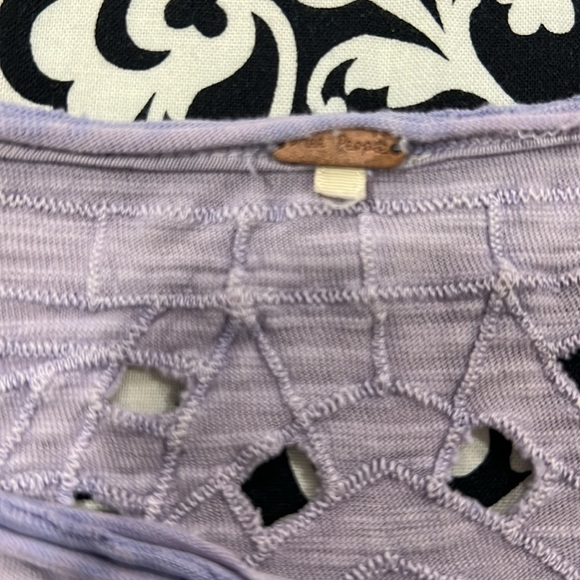 Free People Luna Grace Lavender Eyelet Henley Long Sleeve Top Purple Size Small - Picture 8 of 11